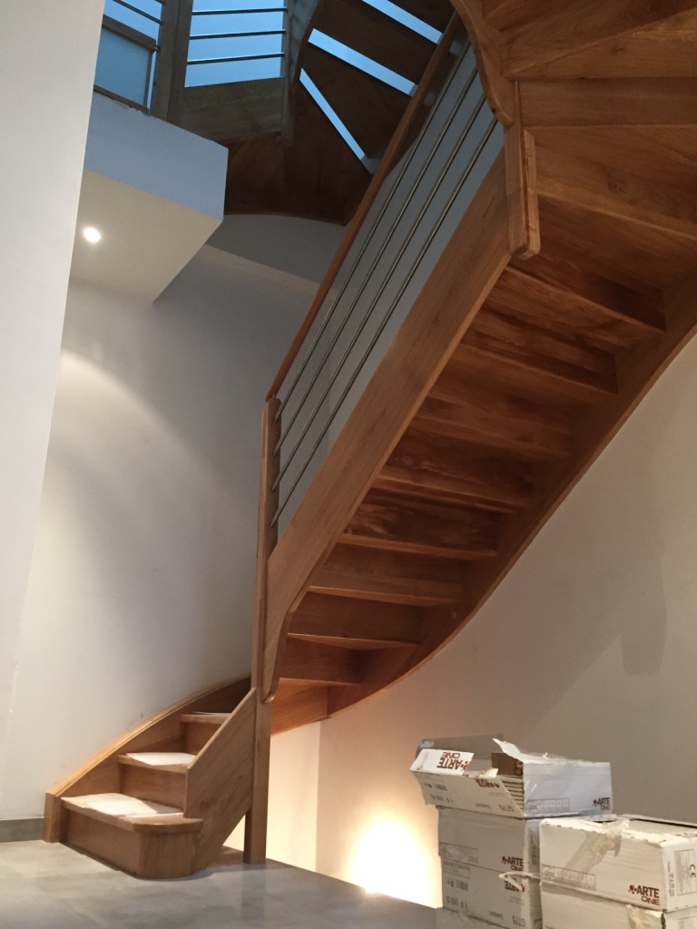 escalier quart tournant bois massif